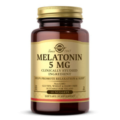 Solgar Melatonin 5 mg, 60 Nuggets - Helps Promote Relaxation & Sleep - Clinically Studied Melatonin - Supports Natural Sleep Cycle - Non-GMO, Vegan, Gluten Free, Dairy Free, Kosher - 60 Servings
