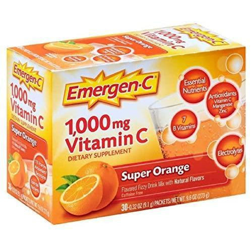 Emergen-C Vitamin C 1000mg Powder, Super Orange Flavor, 30 packets