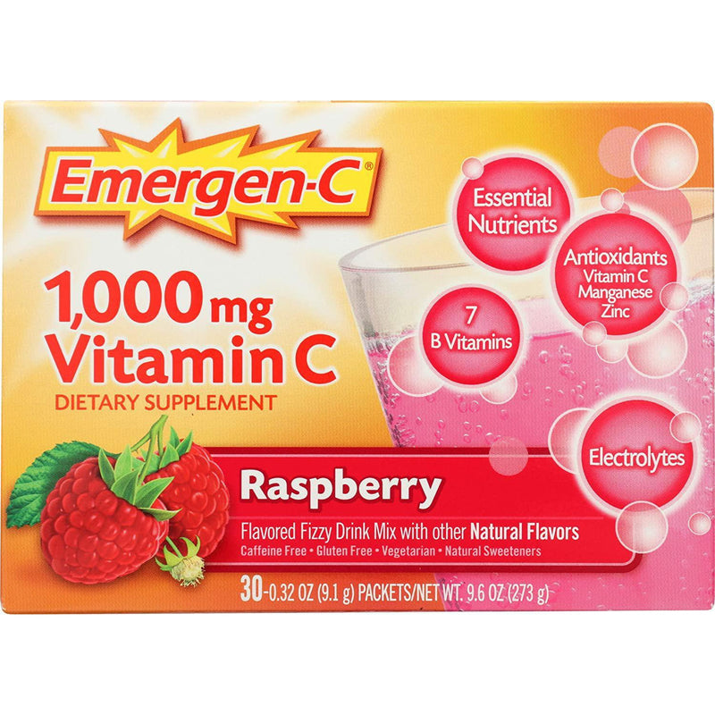 Emergen-C Vitamin C 1000mg Powder, Raspberry Flavor, 30 packets