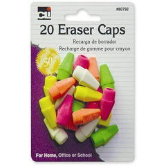 Charles Leonard Pencil Eraser Caps, Assorted, 20 Pack