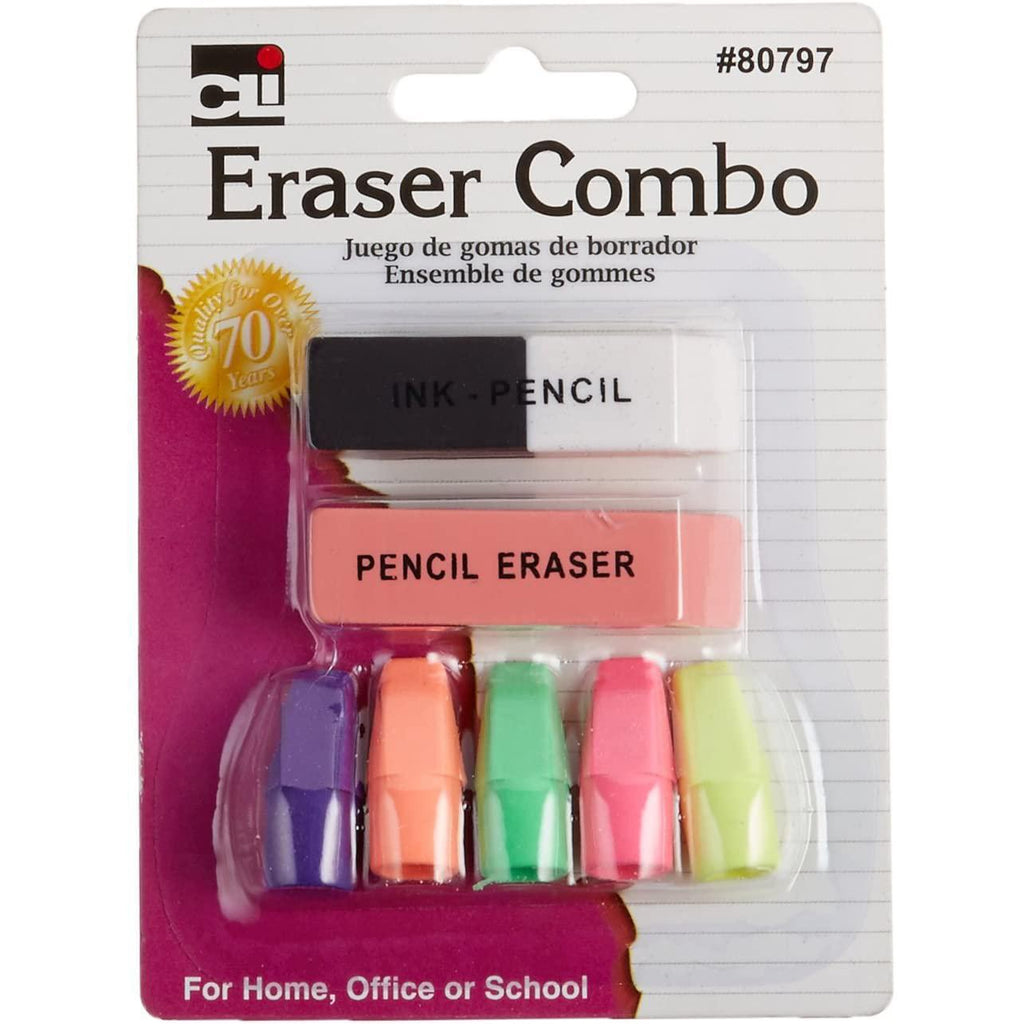 Charles Leonard Pencil Eraser Combo Pack, 7 Count