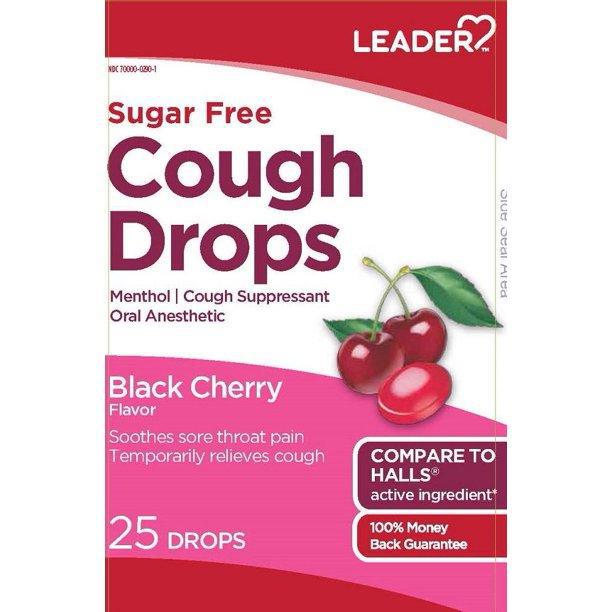 Leader Black Cherry Cough Drops, Sugar Free, 25 Drops