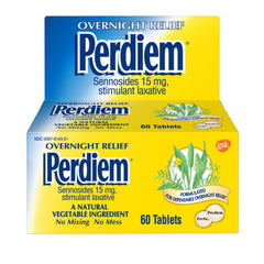 Perdiem Overnight Relief Sennosides 15 mg stimulant laxative - 60 Tablets, Pack of 2