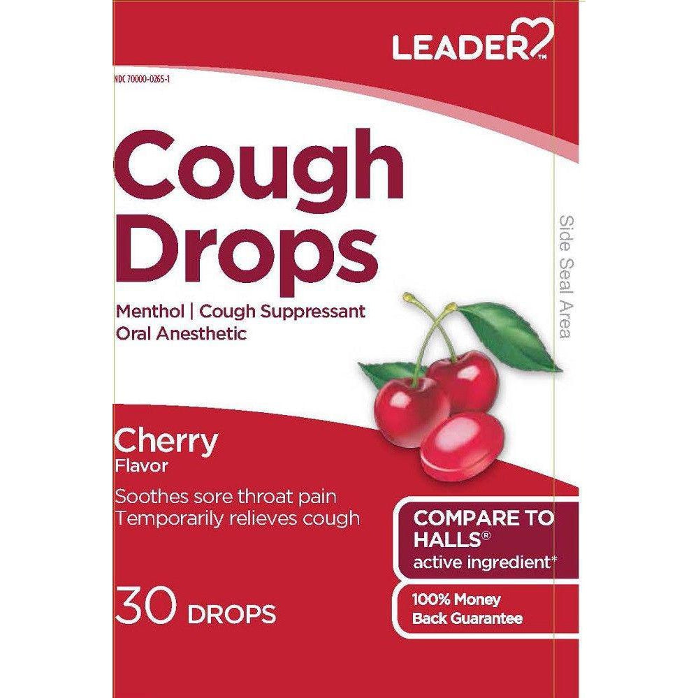 Leader Cherry Cough Drop, 30 Drops