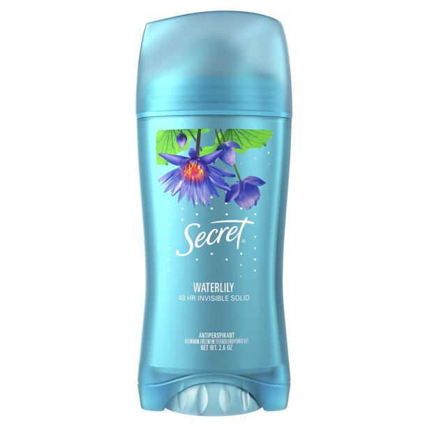 Secret Invisible Solid Antiperspirant Deodorant, Waterlily, 2.6 Oz Stick - Pack of 2