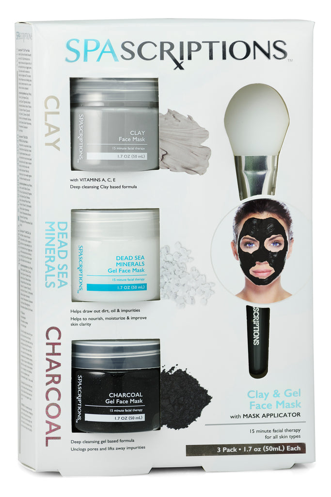 SpaScriptions Clay, Charcoal & Dead Sea Mineral Face Mask With Applicator, (Pack of 3)