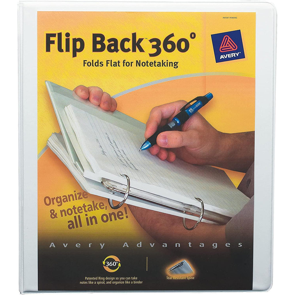 Avery Flip Back 360 Degree Binder with 1 Inch Ring, White, 1 Count