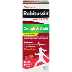 Robitussin Children's Cough & Cold Long-Acting Liquid Fruit Punch, 4 fl oz.