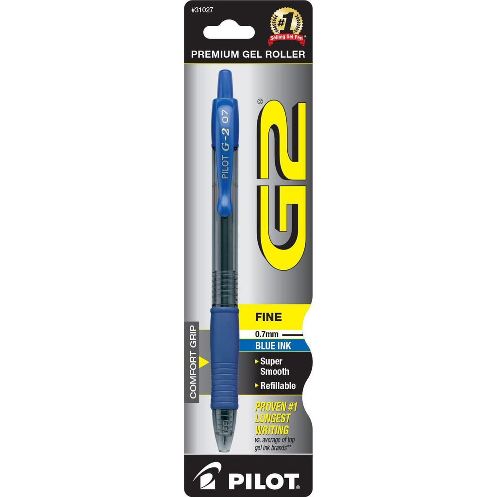 Pilot G2 Retractable Premium Gel Ink Roller Ball Pen, Fine Point, Blue Ink, 1 Count