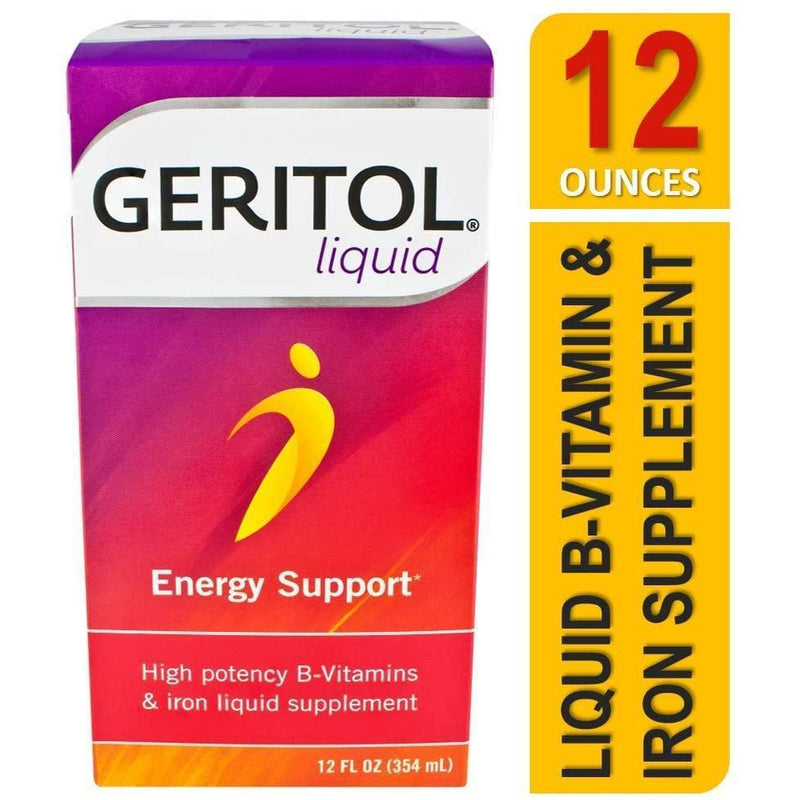 Geritol Liquid Energy Support, High Potency B-Vitamin & Iron Liquid Supplement, 12-Ounce