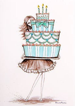 PAPYRUS Happy Birthday - GIRL HOLDING CAKE