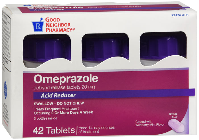 GNP Omeprazole Wildberry 20 mg Bottle, 42 count
