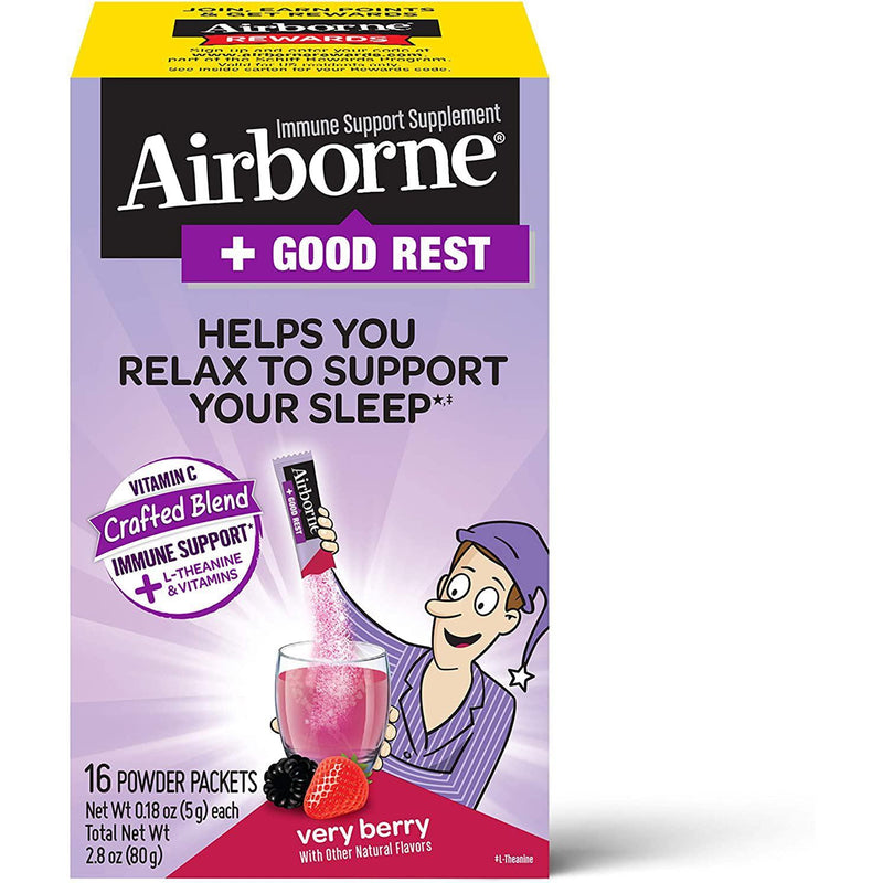 Airborne + Good Rest Very Berry Flavor, 16 Powder Packets