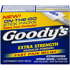 Goody's Extra Strength Powders, Fast Pain Relief, Aspirin and Caffeine, 24 Packets