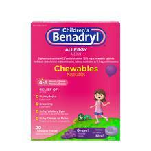 Benadryl Children's Allergy Chewable Tablets, Grape Flavored 20 ea