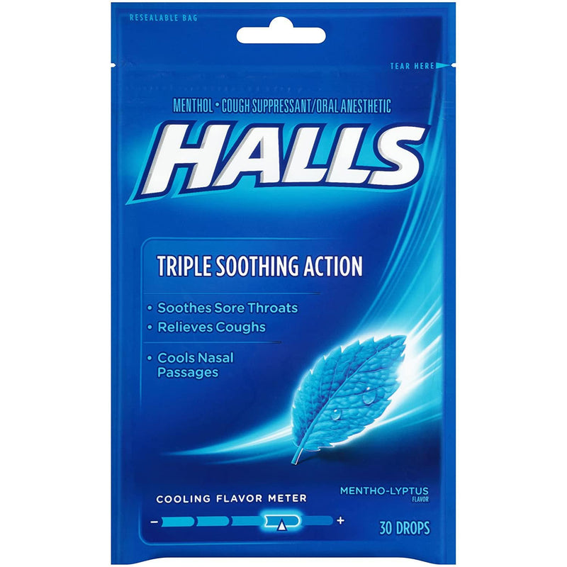HALLS Relief Mentho-Lyptus Flavor Cough Drops, 1 Bag (30 Total Drops)*