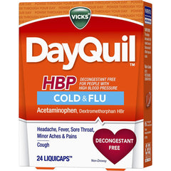 Vicks DayQuil Cold and Flu Medicine for High Blood Pressure, 24 Liquicaps