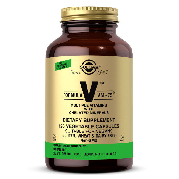 Solgar Formula VM-75® Vegetable Capsules, 120 ct - Vegan, Gluten Free, Kosher Multivitamin