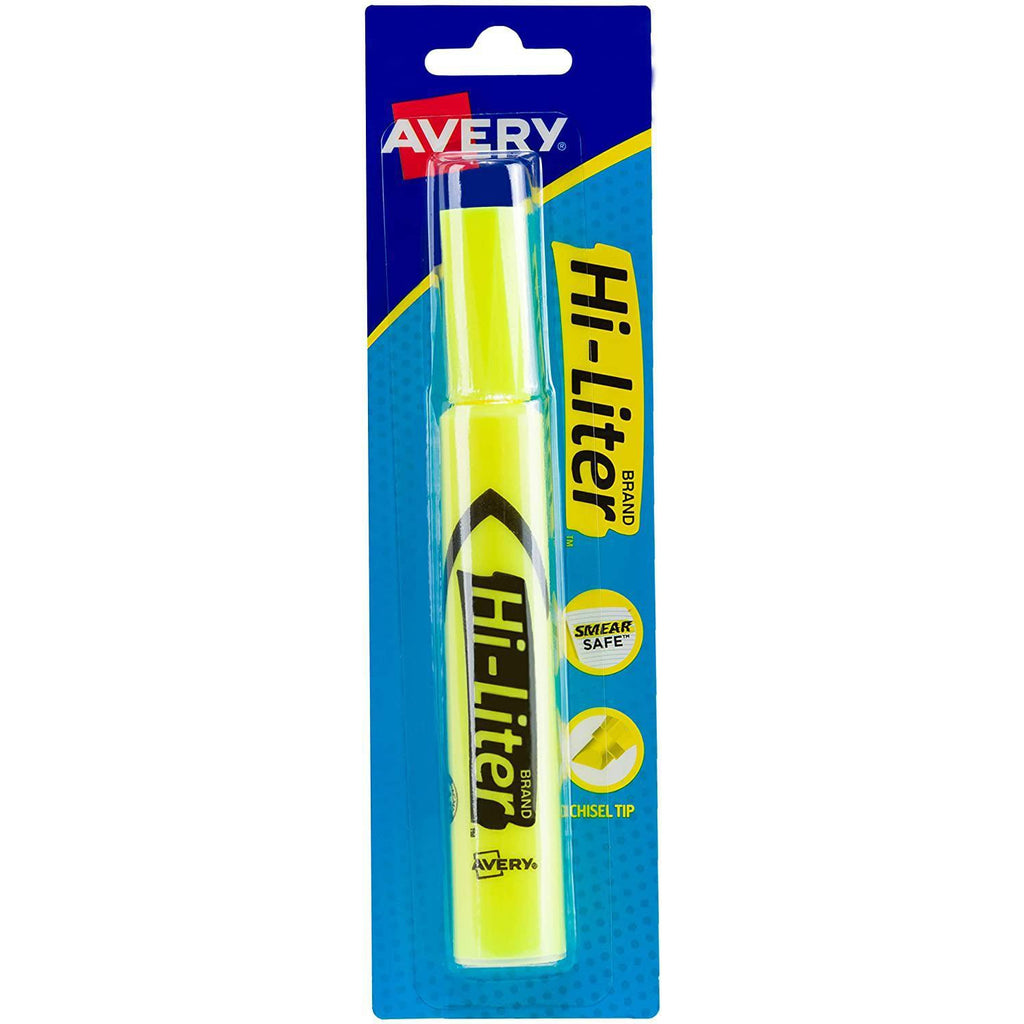 Avery Hi-Liter Desk-Style Highlighter, Smear Safe Ink, Chisel Tip, Yellow, 1 Count