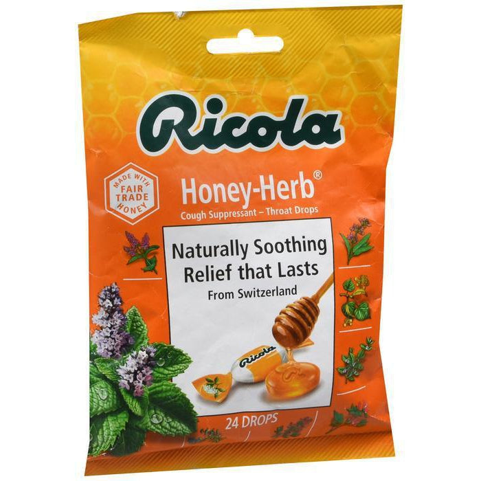 Ricola Natural Herb Cough Suppressant & Throat Drops, Honey Herb, 24 Drops (3-pack)