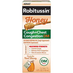Robitussin Honey Adult Maximum Strength Cough + Chest Congestion DM Max, 4 fl oz