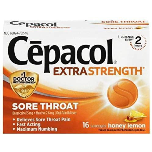 Cepacol Maximum Strength Throat Drop Lozenges, Honey Lemon, 16 Lozenges