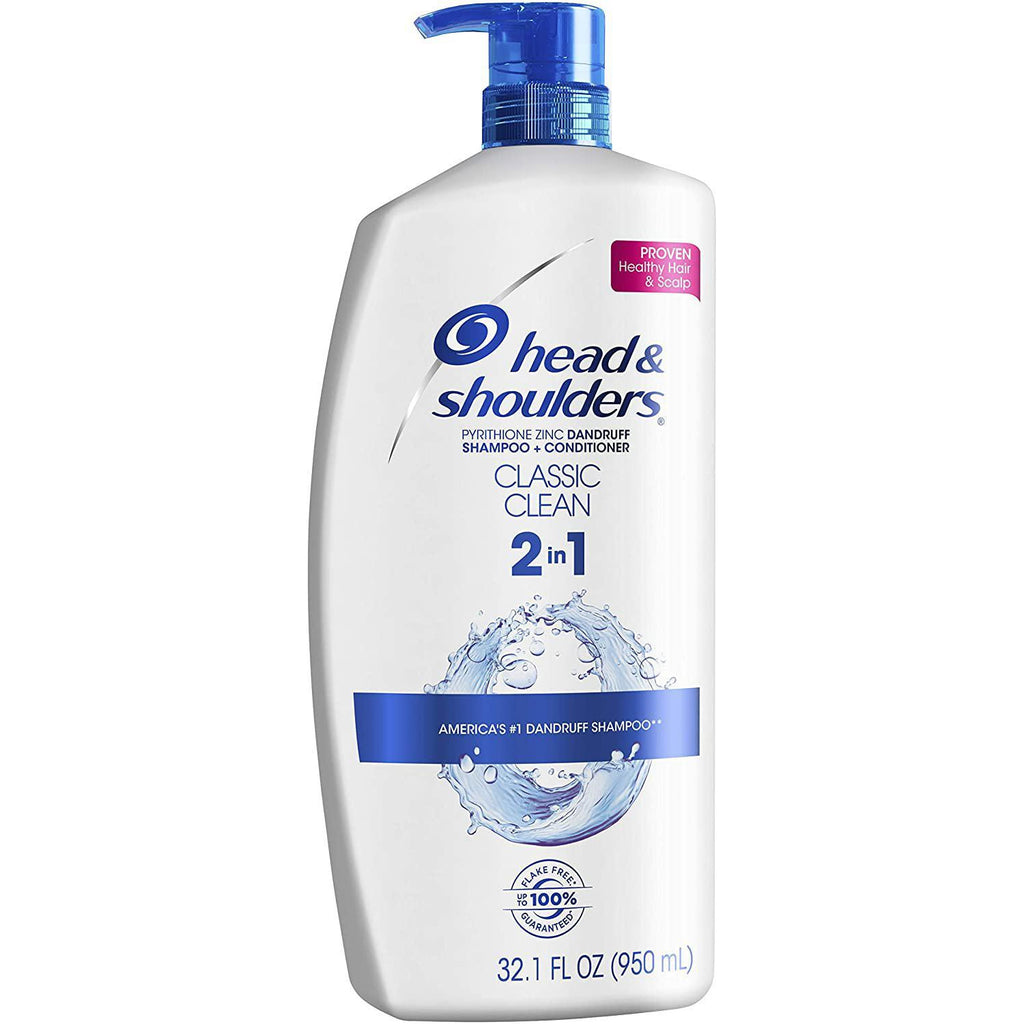Head and Shoulders Classic Clean Anti-Dandruff 2 in 1 Paraben Free Shampoo and Conditioner, 32.1 fl oz