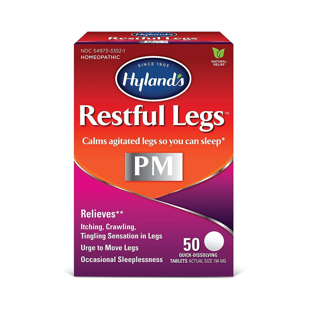 Hyland's Restful Legs Nighttime PM Tablets, Natural Itching, Crawling, Tingling and Leg Jerk Relief, 50 Count