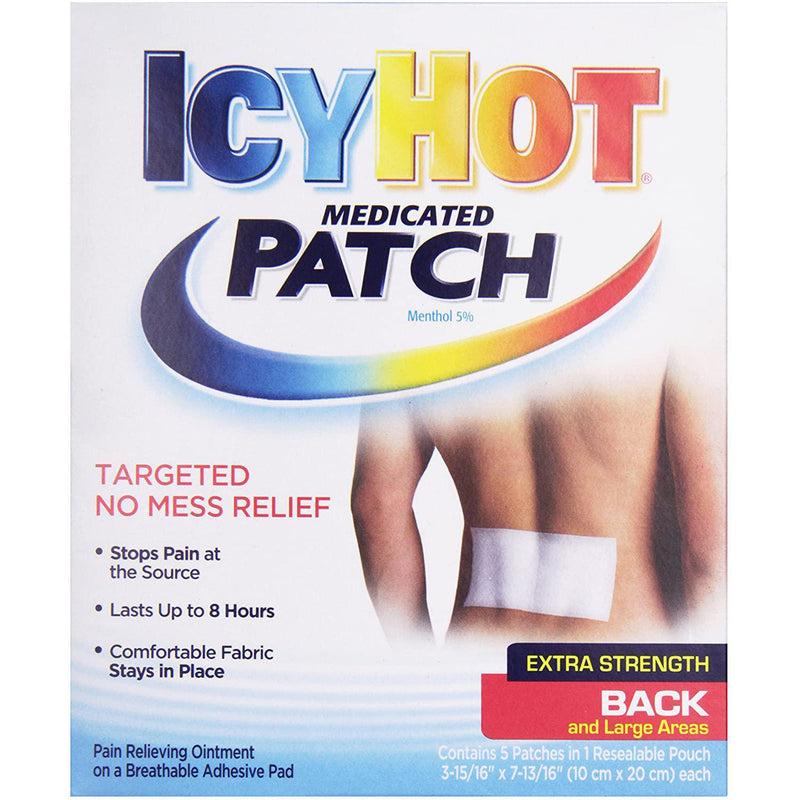 Icy Hot Medicated Patch Extra Strength Pain Relief Patch for Back or Large Area, 5 Count