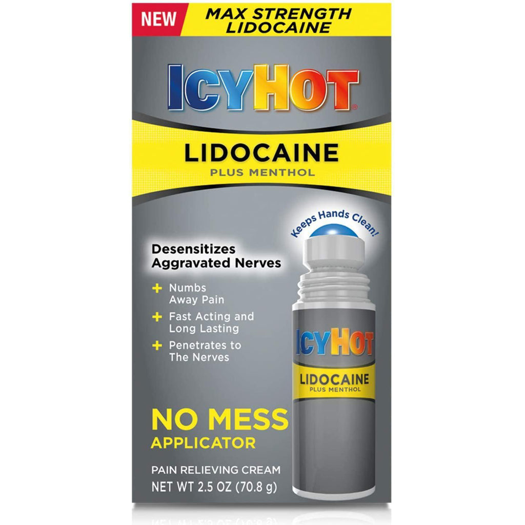 Icy Hot Maximum Strength No-Mess Pain Relief Cream With Lidocaine Plus Menthol, 2.5 Ounces