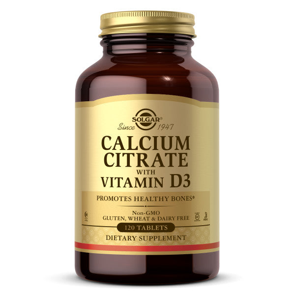 Solgar Calcium Citrate with Vitamin D3 Tablets, 120 ct - Non GMO, Gluten Free, Kosher, Halal