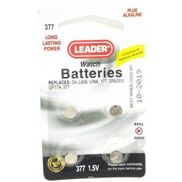 Leader 377 Watch Batteries, 4 Count