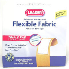 Leader Advanced Antibacterial Flexible Fabric Adhesive Bandages, 3/4