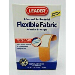 Leader Advanced Antibacterial Flexible Fabric Adhesive Bandages, 3/4