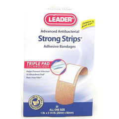 Leader Advanced Antibacterial Strong Strips Adhesive Bandages, 1