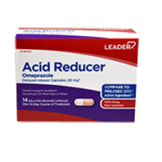 Leader Acid Reducer, Omeprazole 20mg delayed-release - 14 capsules