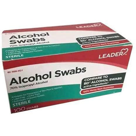 Leader Alcohol Swabs 70% Isopropyl Alcohol Sterile, 100 count