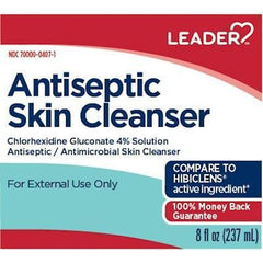 Leader Antiseptic Skin Cleanser, Chlorhexidine Gluconate 4% Solution, 8 Fl Oz