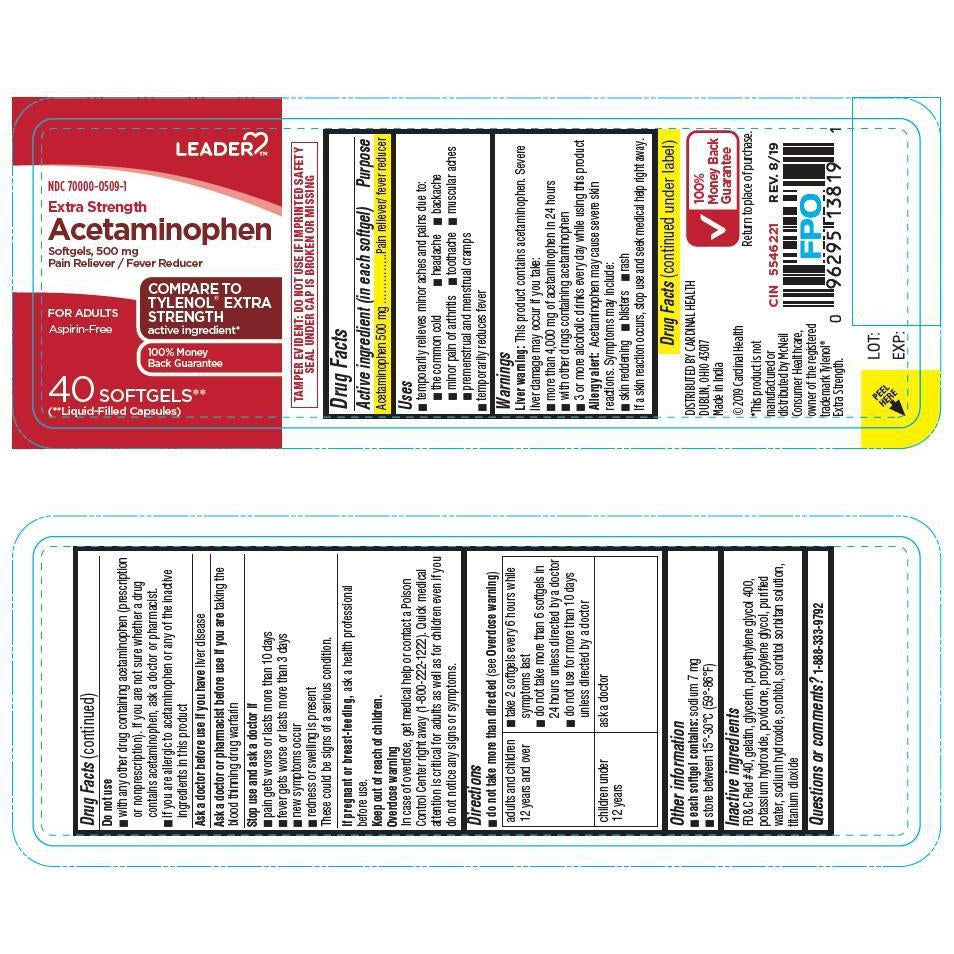 Leader Acetaminophen Extra Strength 500mg Softgels, 40 Count
