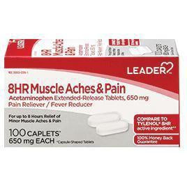 Leader 8 Hour Muscle Aches & Pain Acetaminophen 650mg ER Tablets, 100 count