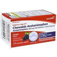 Leader Children's Acetaminophen Chewables, Grape, 24 ct
