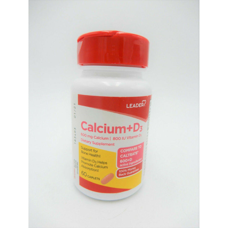 Leader Calcium + D3 600 mg-800 iu Dietary Supplement, 60 Caplets
