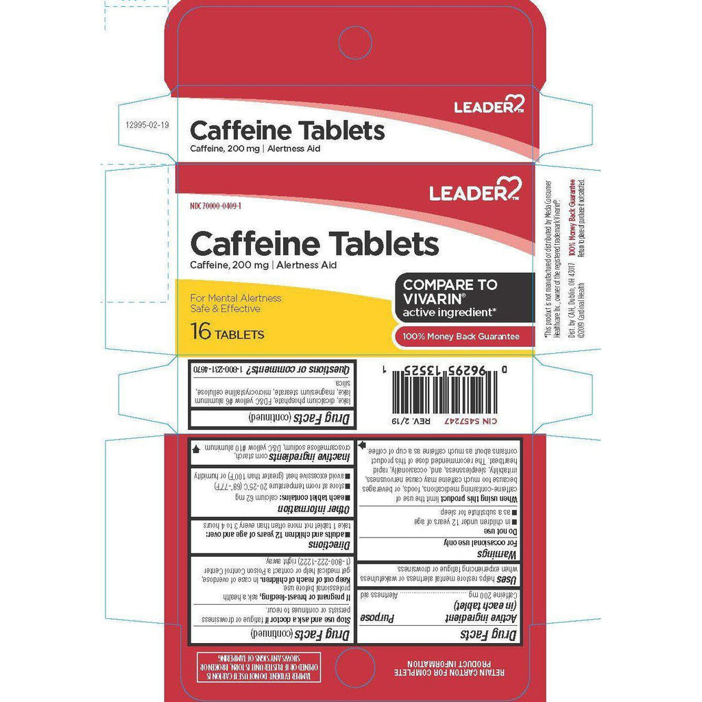 Leader Alertness Aid Caffeine 200mg Tablets, 16 Count
