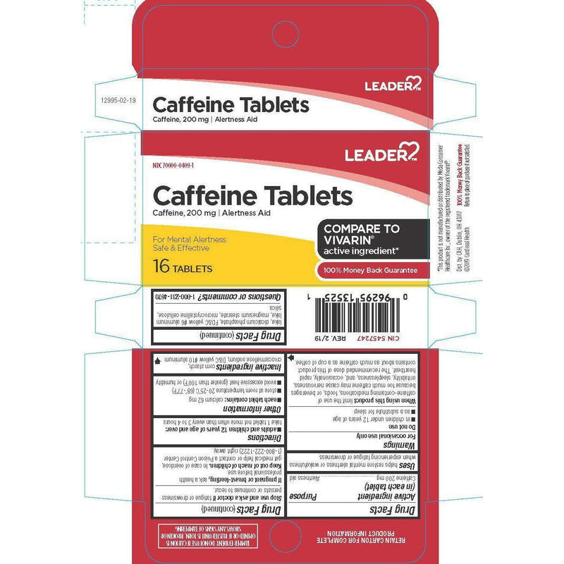 Leader Alertness Aid Caffeine 200mg Tablets, 16 Count