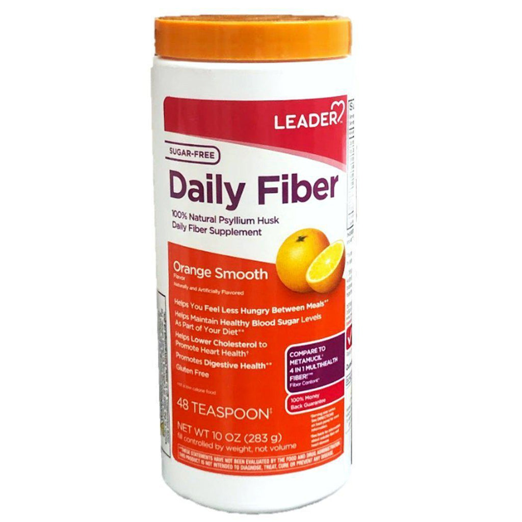 Leader Daily Fiber Powder, Orange Smooth Flavor, 10 oz