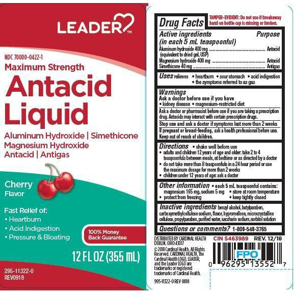 Leader Maximum Strength Antacid Liquid, Cherry Flavor - 12 oz