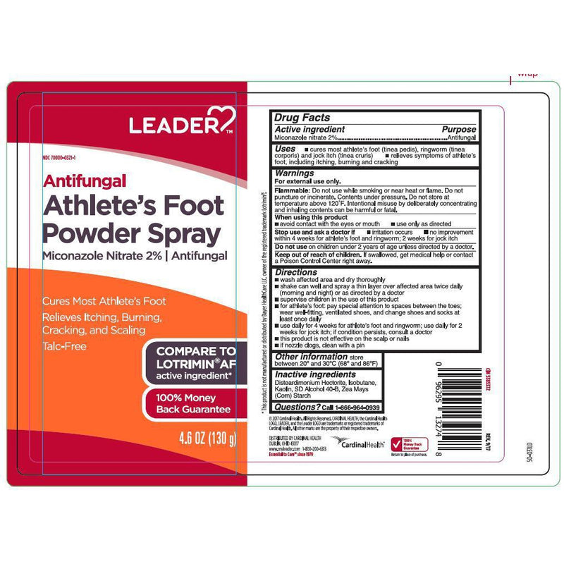 Leader Antifungal Athlete's Foot Powder Spray, Miconazole Nitrate 2%, 4 Ounce