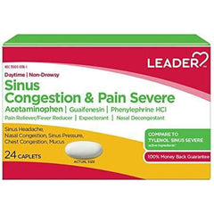 Leader Sinus Congestion And Pain Severe Daytime, 24 Tablets