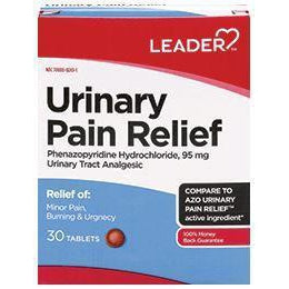 Leader Urinary Pain Relief, Phenazopyridine Hydrochloride 95mg, 30 Tablets
