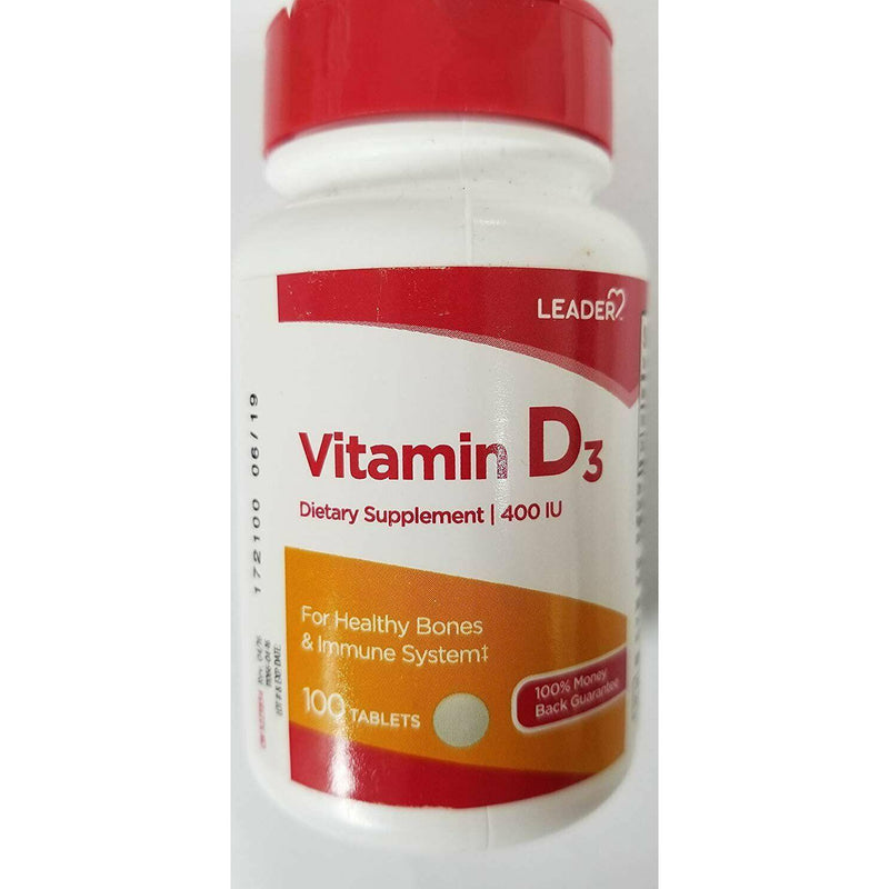 Leader Vitamin D3 400 IU Dietary Supplement, 100 tablets*